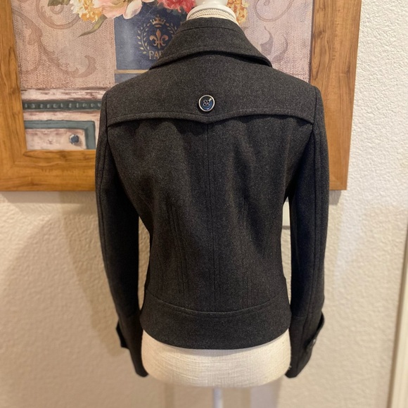 Women's Charcoal Double-Breasted Peacoat - Picture 2 of 2